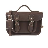 【The Leather Satchel Co.】11吋 英國手工牛皮劍橋包 手提包 肩背 側背包 新款磁釦設計方便開啟 (原色深咖啡)