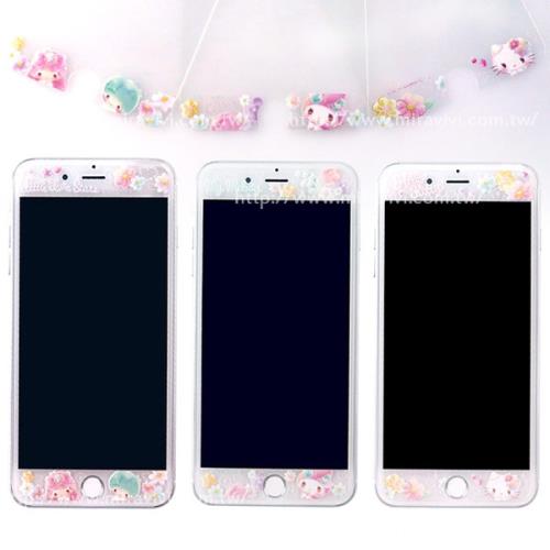 【Sanrio三麗鷗】iPhone 6 /6s Plus (5.5吋) 繁花系列 9H強化玻璃彩繪保護貼