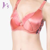 Ks凱恩絲 緞面蝴蝶結專利蠶絲內衣機能爆乳AB罩杯內衣 桔 (M09-2)