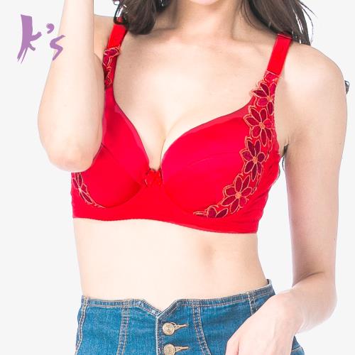 Ks凱恩絲 專利蠶絲機能爆乳AB杯內衣 紅色 (M01)