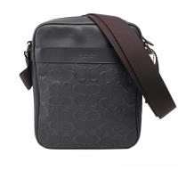 COACH LOGO壓紋皮革厚款斜背包(午夜藍)