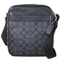 COACH 防潑水PVC LOGO直立式拉鍊飛行斜背包(炭黑色)