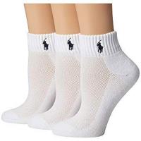Ralph Lauren 2018女馬球網眼頂部白色運動短襪3入組