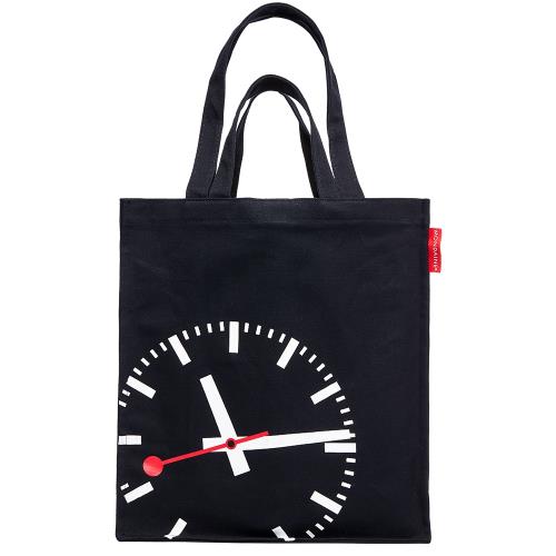 Mondaine 瑞士國鐵重磅帆布兩用托特包-黑