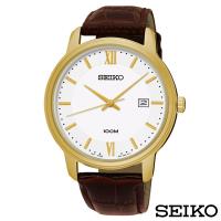 SEIKO精工 簡約風尚壓紋皮帶石英腕錶 SUR226P1