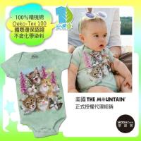 摩達客(預購)美國進口The Mountain 貓咪哦耶 精梳純棉嬰幼兒短袖包屁衣 (國際環保認證天然染料安心穿)