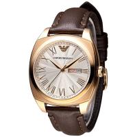 EMPORIO ARMANI 玫瑰金絕色品味男錶-銀白色(AR1939)