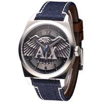 A│X Armani Exchange 大老鷹LOGO酷炫帆布男錶-黑灰(AX2307)