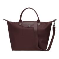 LONGCHAMP Le Pliage Neo系列尼龍短把側背/手提水餃包(中-巧克力色)