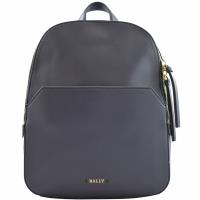 BALLY 新款素面牛皮雙拉鍊後背包.深藍