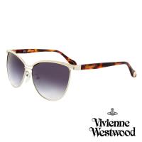 Vivienne Westwood 英國薇薇安魏斯伍德時尚經典眉框水銀鏡面太陽眼鏡- 金/琥珀 AN762E02