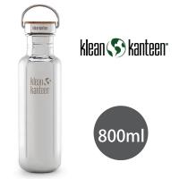 美國Klean Kanteen 不鏽鋼瓶800ml_鏡面鋼(竹片鋼蓋)
