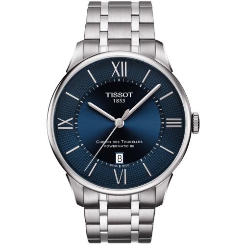 TISSOT天梭 杜魯爾 黃曉明廣告 動力80小時機械腕錶(藍/42mm) T0994071104800