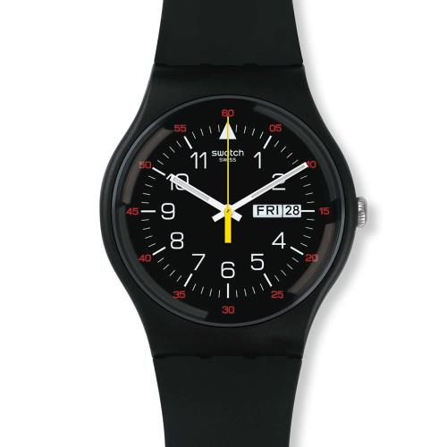 SWATCH  奔馳橫濱 賽車風格黑面夜光腕錶  SUOB724