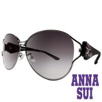 Anna Sui 日本安娜蘇 復古時尚經典蝴蝶水鑽鑲嵌金屬精雕造型太陽眼鏡 (黑色) AS874-900