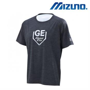 【MIZUNO 美津濃】GLOBAL ELITE 圓領多用途排汗運動衣 短袖 男 黑 12TC7L0209