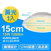 【Everlight 億光】15W 星河LED崁燈15CM黃光 3000K 1入