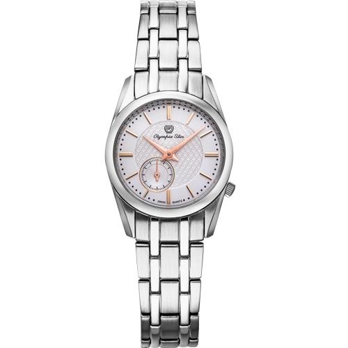 Olympia Star 奧林比亞之星-經典都會系列小秒針時尚計時腕錶(品味白)58072-07LS