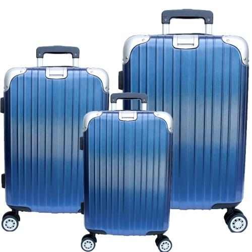 YC Eason 麗致20+24+29吋PC髮絲紋可加大行李箱-藍色三件組