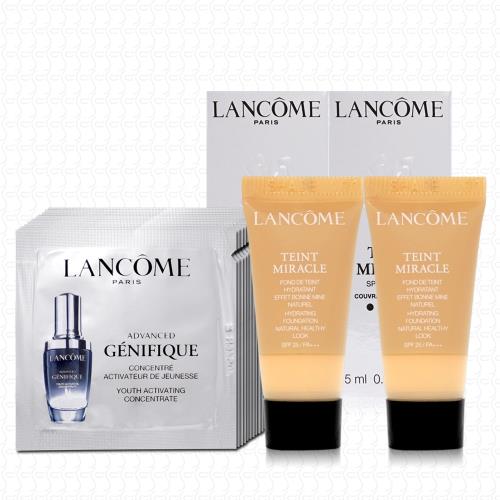 LANCOME蘭蔻 水感奇蹟恆久光粉底5mlx2+超進化肌因賦活露1mlx12