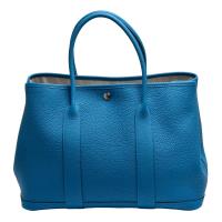 HERMES 愛馬仕Garden Party GM小牛皮暗釦手提包(皇家藍-36cm)