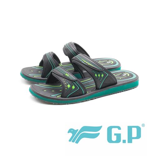 G.P高彈性厚底舒適雙帶止滑拖鞋 男鞋-綠(另有藍/紅)