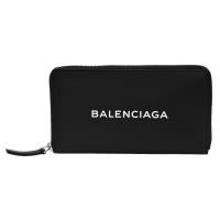 BALENCIAGA 經典EVERYDAY系列品牌字母LOGO壓紋小羊皮拉鍊長夾(黑)