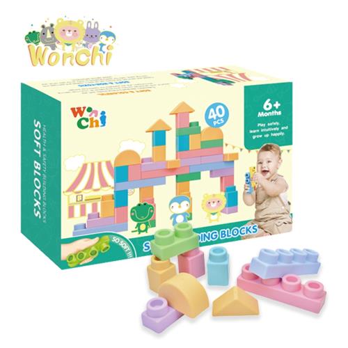 【BabyTiger虎兒寶】Wonchi 馬卡龍安全軟積木40片