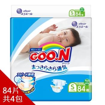 GOO.N日本大王尿布黏貼型S-境內版透氣舒柔(84片X4串)