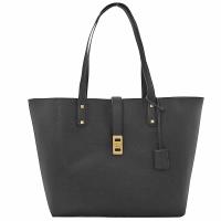 MICHAEL KORS Karson LG 荔枝牛皮肩背購物包.黑