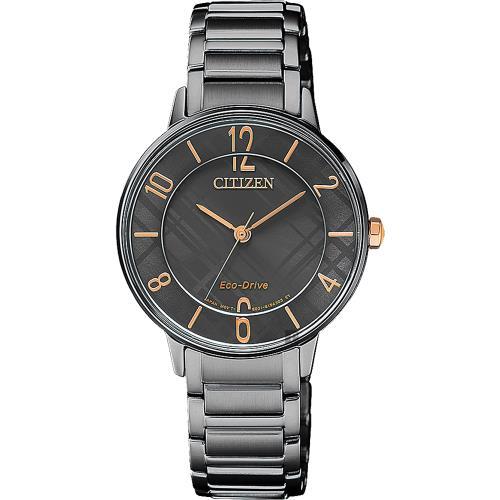 CITIZEN L 星辰光動能 耀眼時尚設計女錶(黑/30.8mm) EM0528-82H