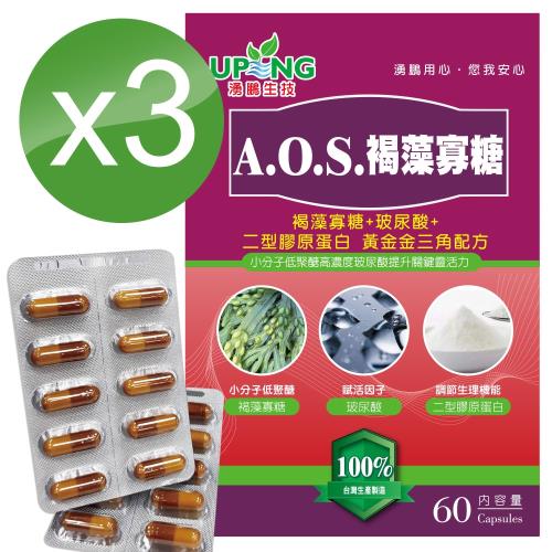 【湧鵬生技】AOS褐藻寡糖買2送1三入組(褐藻寡糖:玻尿酸:二型膠原蛋白:每盒60顆:共180顆)