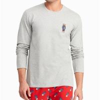 Ralph Lauren 男時尚小熊刺繡灰色圓領棉長袖睡衣