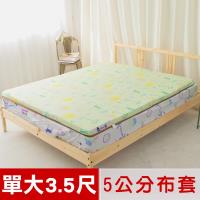 米夢家居-夢想家園-冬夏兩用床墊布套100%精梳純棉+紙纖蓆面-單人加大3.5尺(青春綠)