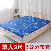 米夢家居-夢想家園-冬夏兩用床墊布套100%精梳純棉+紙纖蓆面-單人3尺(深夢藍)
