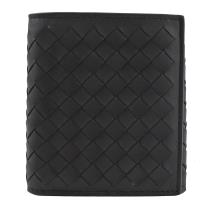 BOTTEGA VENETA 533451編織羊皮三折扣式零錢短夾.黑