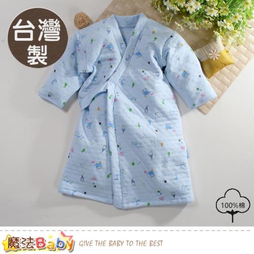 魔法Baby 嬰兒長袍 台灣製三層棉厚保暖純棉護手長睡袍 b0094