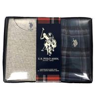 US Polo 2018男小馬球法蘭絨灰松綠格子長袖睡衣套組