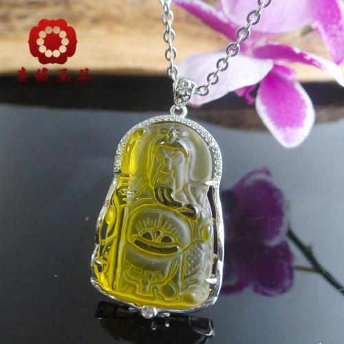 【喜緣玉品】武財神關公黃水晶項鍊