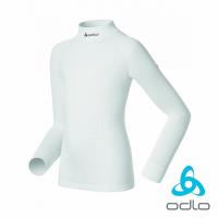 ODLO 兒童 銀離子長袖高領保暖排汗衣 (白)