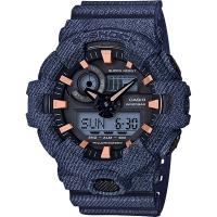 CASIO 卡西歐 G-SHOCK 限量丹寧雙顯手錶-深藍 GA-700DE-2A /GA-700DE-2ADR