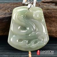 翡翠蛇項鍊玉珮(靈蛇舞動:蛇牌A貨翡翠蛇玉珮、緬甸玉蛇玉墜、蛇十二生肖項鍊)。淡綠糯種蛇,SN021。【東方翡翠寶石】