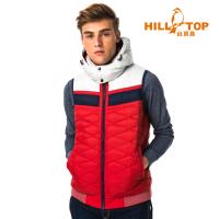 【hilltop山頂鳥】男款超撥水保暖蓄熱羽絨背心F25MF7龐貝紅