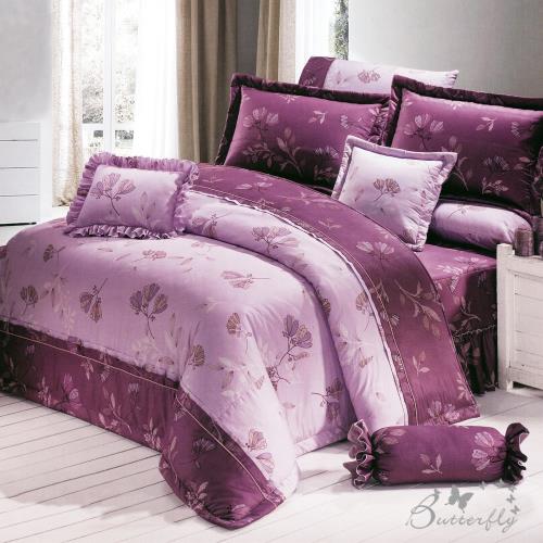 BUTTERFLY-台製40支紗純棉-雙人6x7尺鋪棉兩用被-羅曼夜-紫