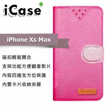 iCase+ Apple iPhone Xs Max 側翻皮套(粉)