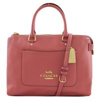 COACH 31467 EMMA 馬車LOGO 牛皮手提兩用包.牡丹粉