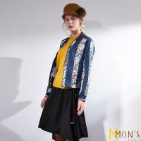 MONS法式質感名媛風拼接花卉造型外套