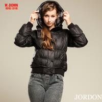 JORDON 女款特殊米其林袖設計連帽羽絨外套 新潮時尚