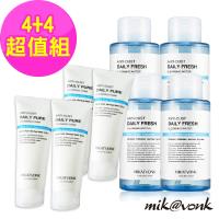 韓國 mik@vonk 蝶戀淨顏保濕調理露400mlX4入組 再贈蝶戀深層洗顏乳150mlx4入 (卸妝水、卸妝液、洗面乳)