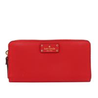 KATE SPADE 質感皮革ㄇ拉長夾(紅) WLRU2820 631